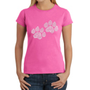 Pink Small Women's Word Art T-Shirt - Woof Paw Prints