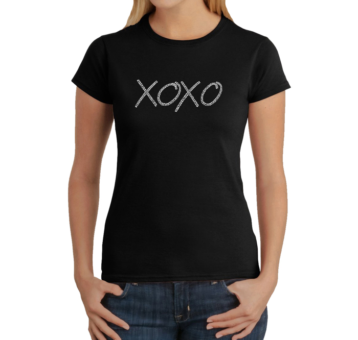 Women's Word Art T-Shirt - XOXO