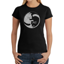 Black X-Small Women's Word Art T-Shirt - Yin Yang Cat