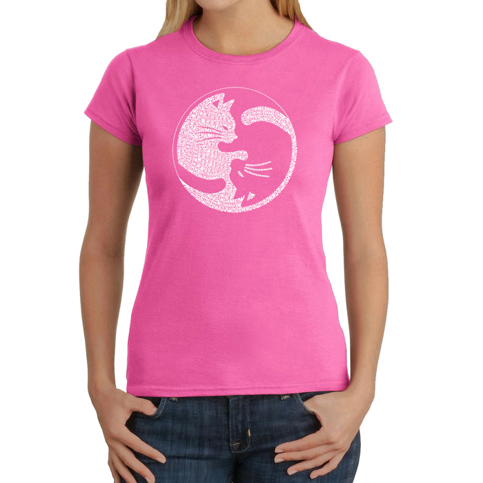Women's Word Art T-Shirt - Yin Yang Cat