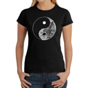 Black Large Women's Word Art T-Shirt - YIN YANG