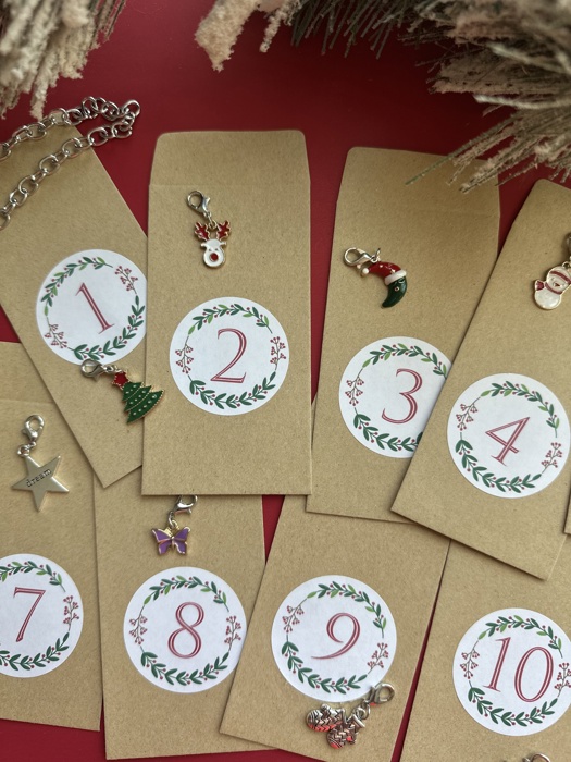 Christmas Advent Calendar Charm Bracelet and Necklace for kids girls DIY kit