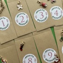 Gold Christmas Advent Calendar Charm Bracelet and Necklace for kids girls DIY kit