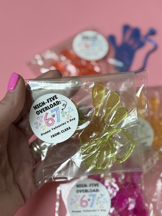 67 meme Sticky Hands Class Valentine favor personalized with Stickers, Valentine Favor for school handout