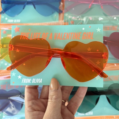 Valentine heart sunglasses  Non Candy Valentines for kids, for school, for class, for girls, favor for classroom handout