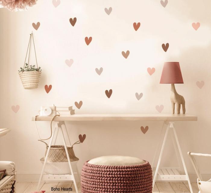 Boho Heart Wall Decal - Wallpaper Peel and Stick Minimalist Art Decor - Nursery Removable Wallpaper- Valentine