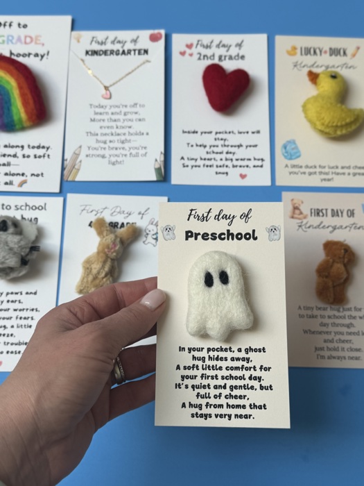 Kindergarten back to school gift for first day of school for prek pocket hug with card and felt Ghost gift for kids