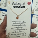 NECKLACE ORANGE HEART Kindergarten back to school gift for first day of school for prek pocket hug with card and felt Ghost gift for kids