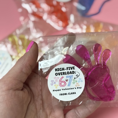 67 meme Sticky Hands Class Valentine favor personalized with Stickers, Valentine Favor for school handout
