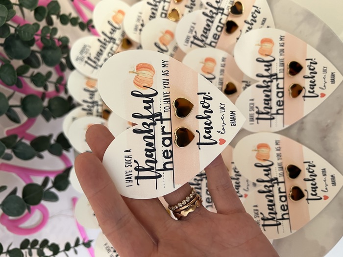 Thankful Heart Teacher Gift! Tortoise Shell Heart Studs, Gratitude Gift! Card, box & ribbon included!