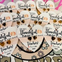  Thankful Heart Teacher Gift! Tortoise Shell Heart Studs, Gratitude Gift! Card, box & ribbon included!