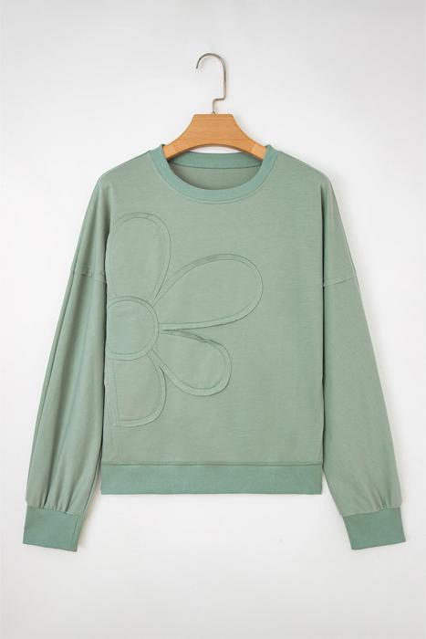 Sage Petal Applique Sweatshirt