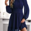  Mock Neck Ruched Belt Dress