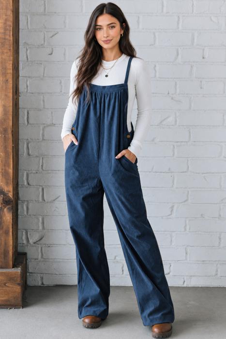 Teal Corduroy Easy Overalls