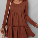  Cinnamon Spice Tiered Babydoll Dress