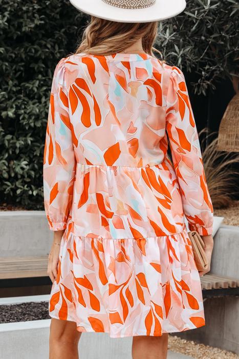 Coral Flame Petal Tier Dress
