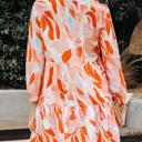  Coral Flame Petal Tier Dress