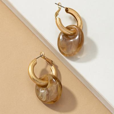 Hollow tube hoop earrings with dangling acetate