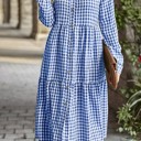  Button Front Tiered Midi Dress