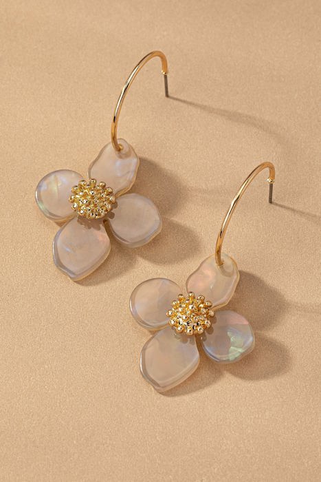 Floral Charm Hoop Earrings