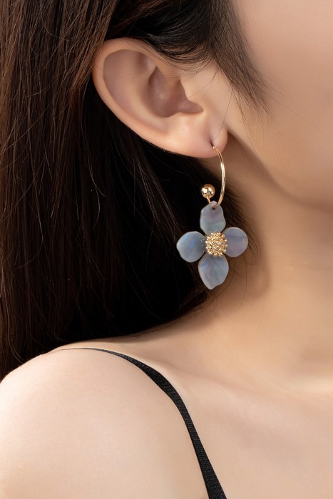 Floral Charm Hoop Earrings