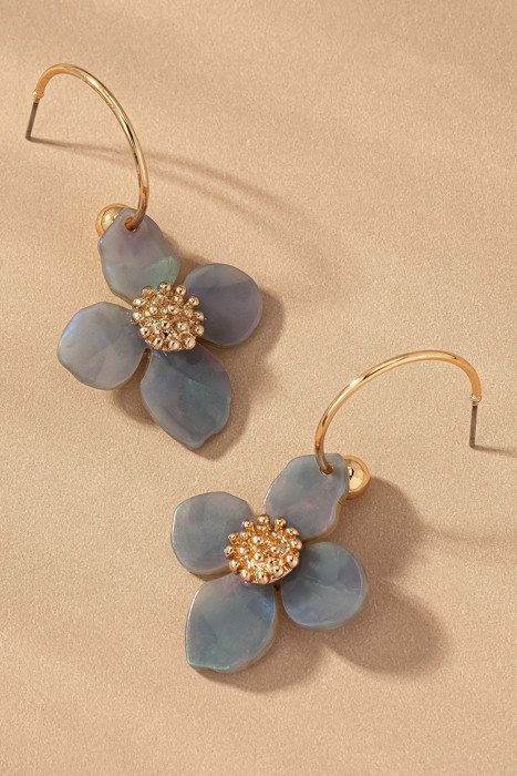 Floral Charm Hoop Earrings