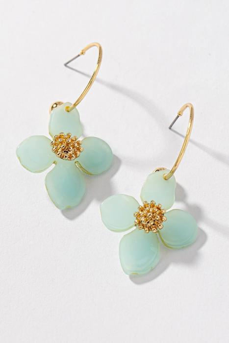 Floral Charm Hoop Earrings