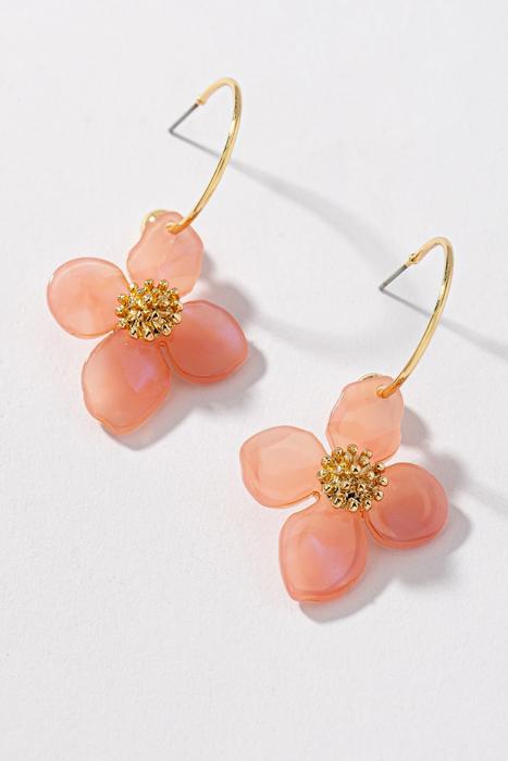 Floral Charm Hoop Earrings