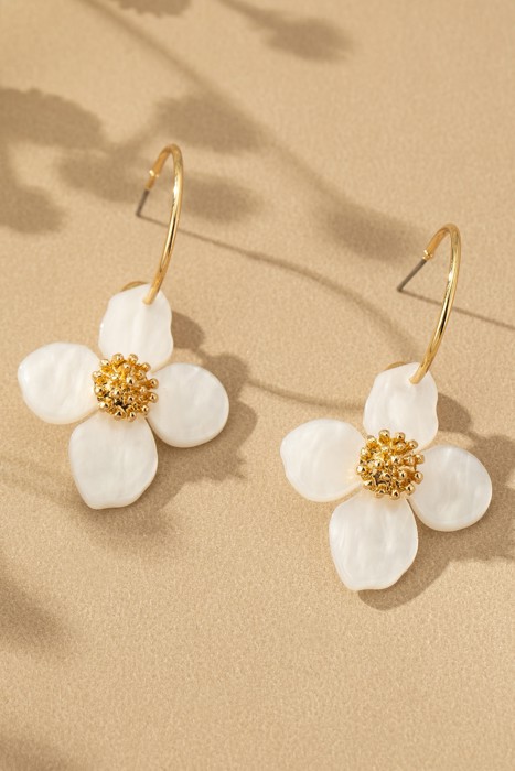 Floral Charm Hoop Earrings
