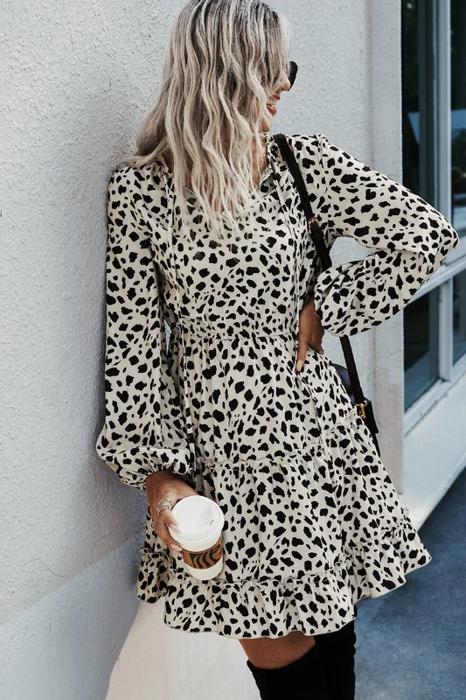 SALE!  Last Piece - Size S - Abstract Dots Long Sleeve Dress