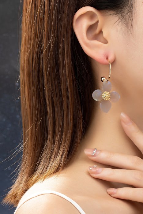 Floral Charm Hoop Earrings