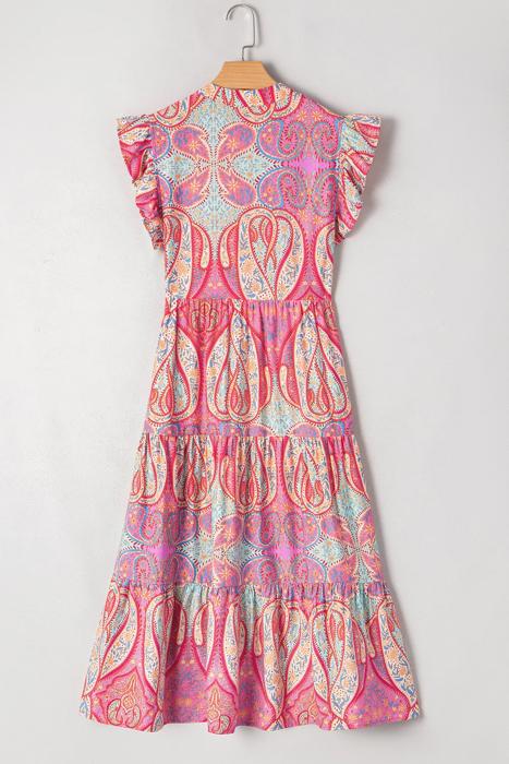 Sunset Paisley Breeze Midi Dress