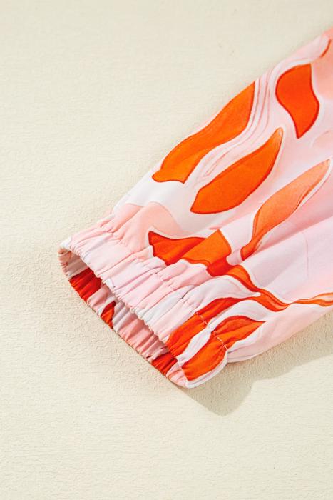 Coral Flame Petal Tier Dress