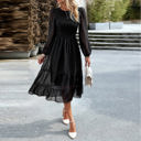  Long Sleeves Dotted Smocked Tiered Midi Dress