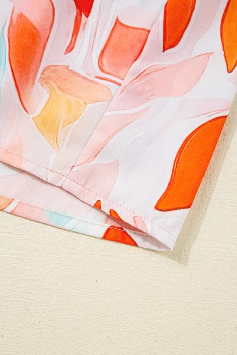 Coral Flame Petal Tier Dress