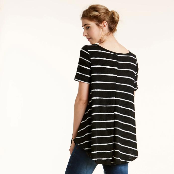 Totter Stripe Waffle Knit Top - Size S - only -