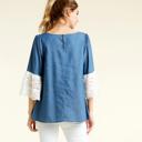  SALE!  Last Piece - Size S (Denim or Blush) - Pompous Crochet Sleeve Blouse