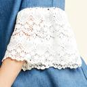  SALE!  Last Piece - Size S (Denim or Blush) - Pompous Crochet Sleeve Blouse