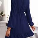 Navy XL Mock Neck Ruched Belt Dress