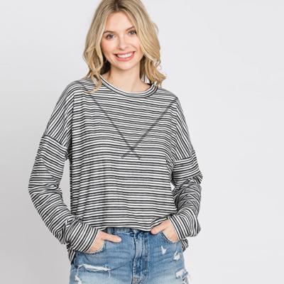 . Inside-Out Stitch Stripe Sweater Top