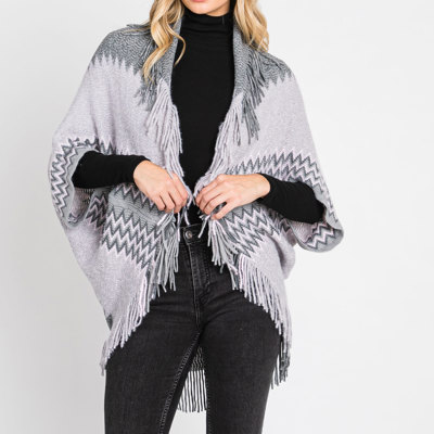 Belong - Frost Horizon Fringe Poncho - Size Small
