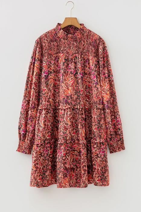 Crimson Meadow Smocked Mini Dress