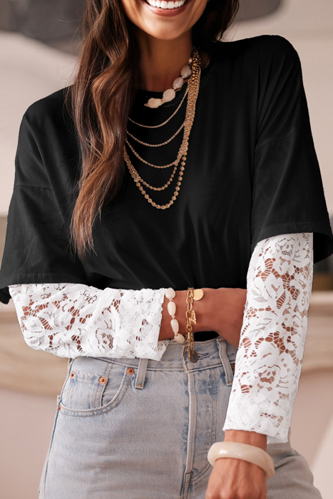 Lace Layered Contrast Top