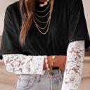  Lace Layered Contrast Top