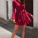  Wrap Front Tiered Ruffled Dress