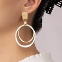  Hammered Hoop Two Tones Earrings
