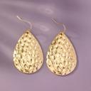  Gold Hammered Teardrop Metal Earrings