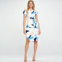  Sleek Geo Print Waist Tie Dress