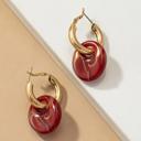 Red Hollow tube hoop earrings with dangling acetate