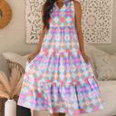  Rainbow Bloom Ruffle Tiered Midi Dress